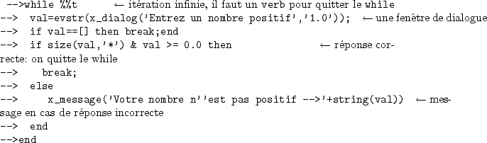 \begin{sessioncmd}
\par -->function [u,v]=f(x,y)
--> [lhs,rhs]=argn(0)
--> if rh...
...list(1,2,3)
-->endfunction
Warning :redefining function: f
\par\end{sessioncmd}