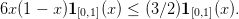 6x (1 − x )1[0,1](x) ≤ (3∕2)1[0,1](x ).  