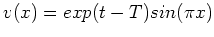 $ v(x)= exp(t-T)sin(\pi x)$